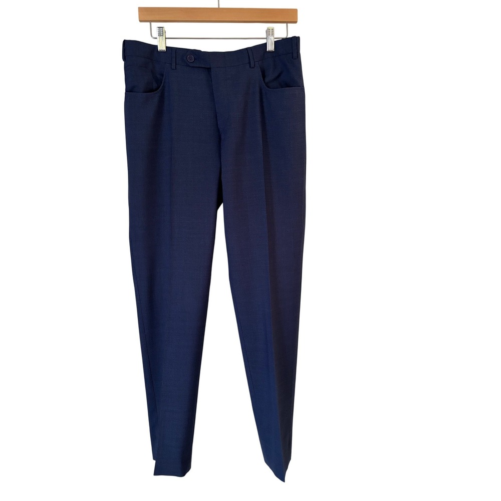 Canali Travel Mens Blue 100% Wool Dress Pants Trousers Size 34 US Made Italy